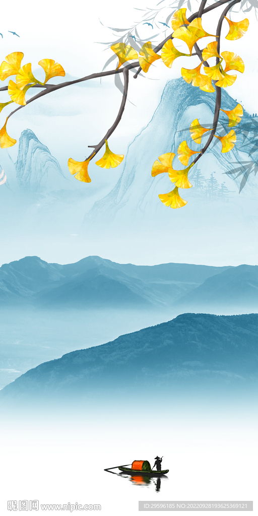 别墅风景玄关山水 Tif分层