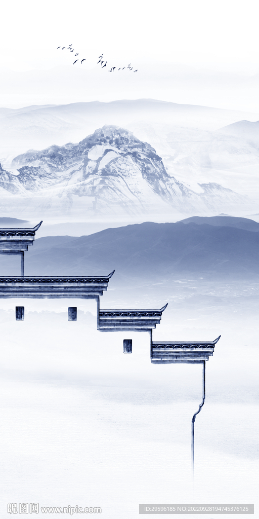 徽派 风景玄关山水 Tif分层