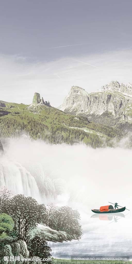 高端 简约玄关山水 Tif分层