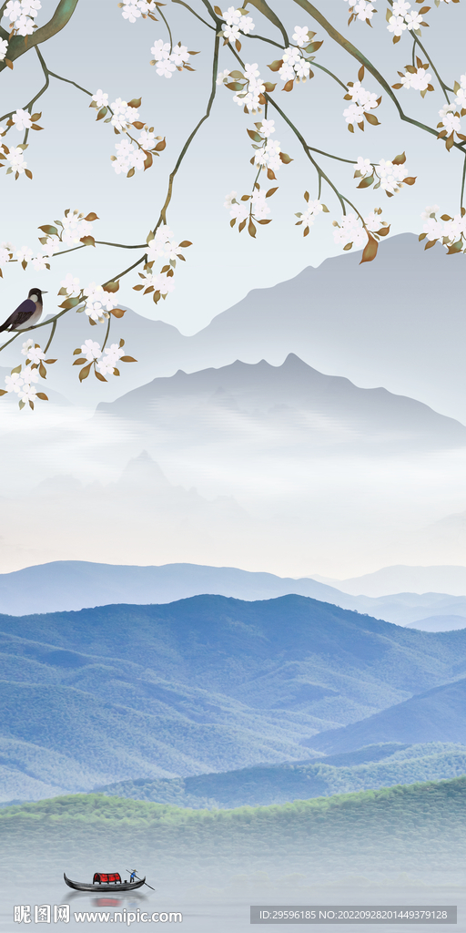 新品 简约玄关山水 Tif分层