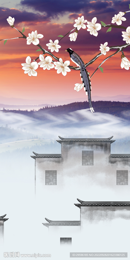 风景中式简约山水 Tif分层