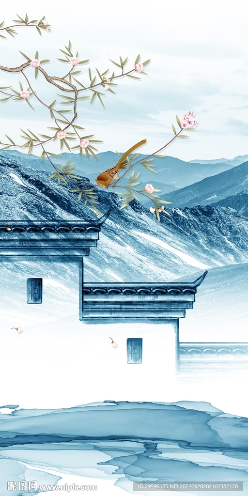 别墅简约玄关山水 Tif分层