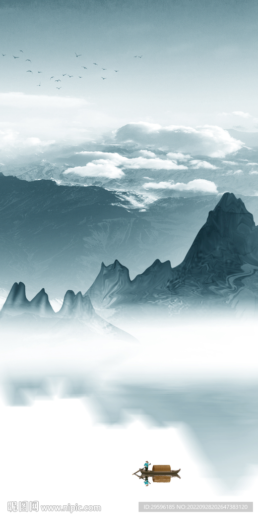 人气中式简约山水 Tif分层