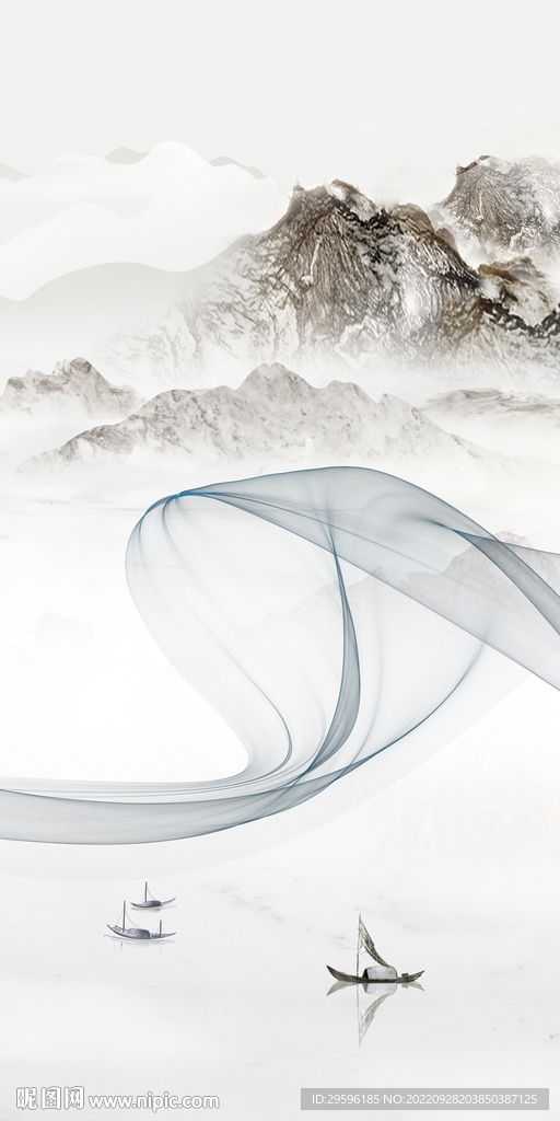 中式风景玄关山水 Tif分层