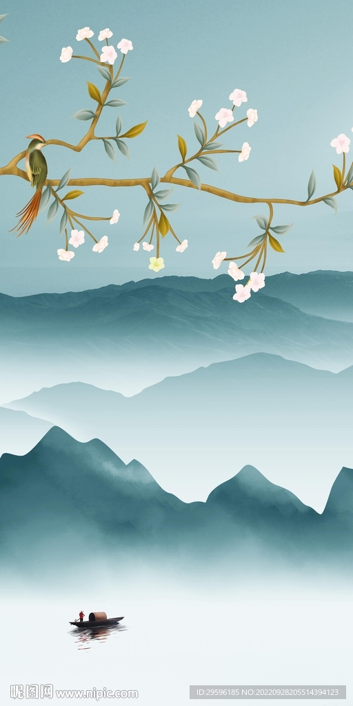 花鸟 中式简约山水 Tif分层