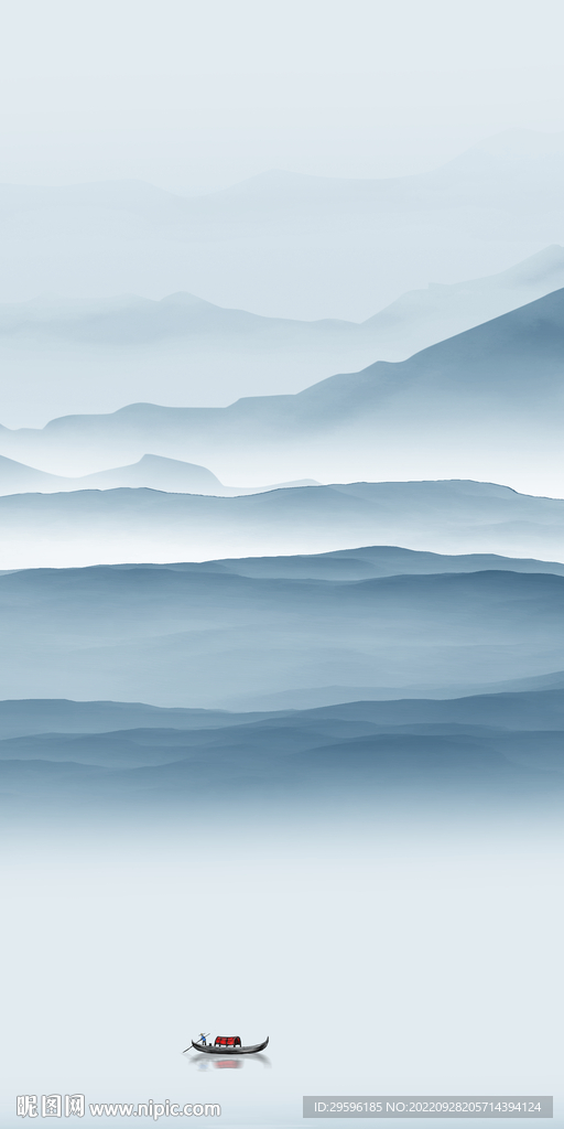 新品中式简约山水 Tif分层