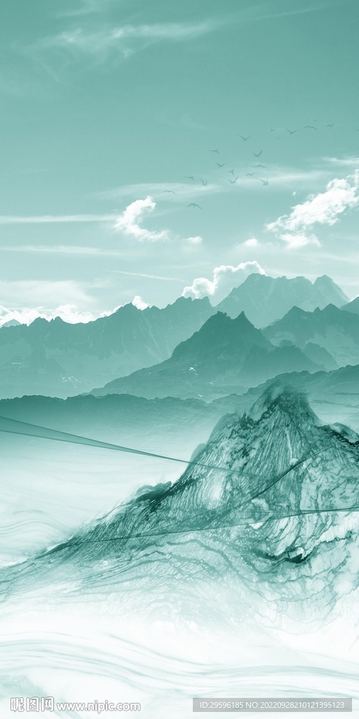 新中式简约意境山水 Tif分层