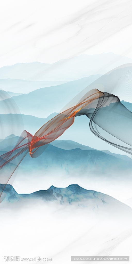 高档中式简约山水 Tif分层