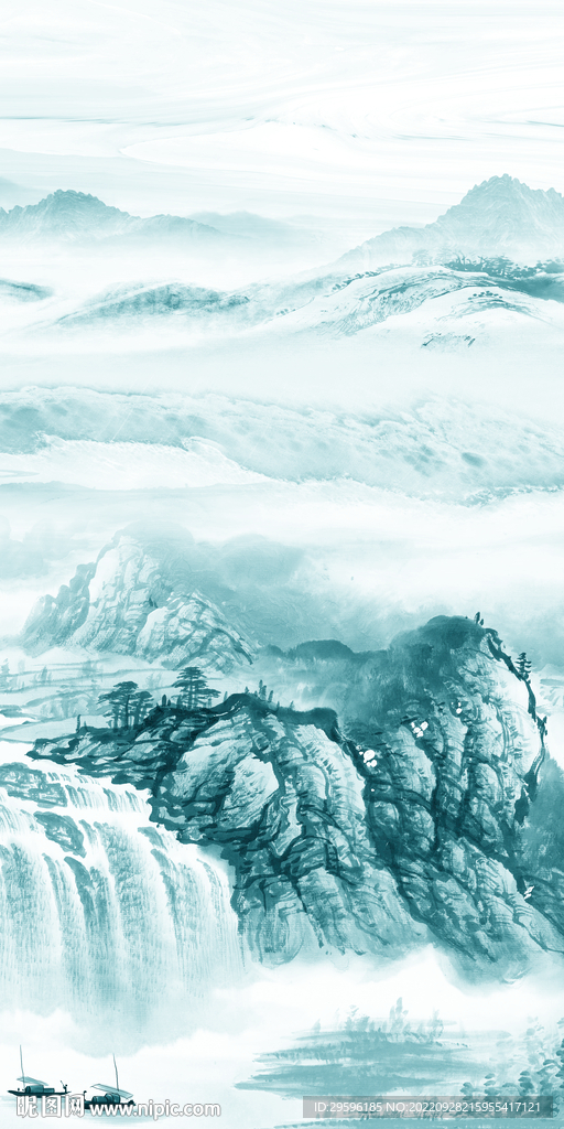 高清 中式简约山水 Tif分层