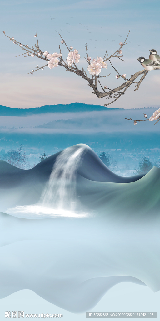 流水新品玄关山水 Tif分层