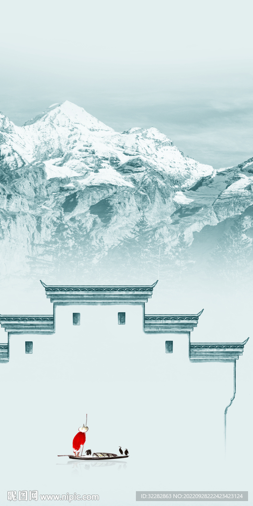 中国风新品玄关山水 Tif分层