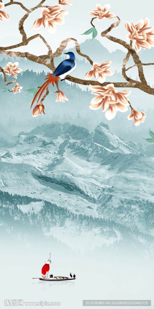 花鸟新品玄关山水 Tif分层