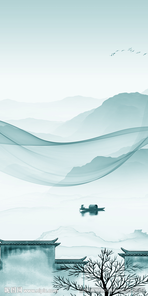 简约 新式山水玄关 Tif分层