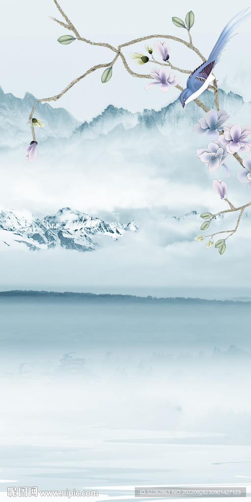 别墅 新式山水玄关 Tif分层