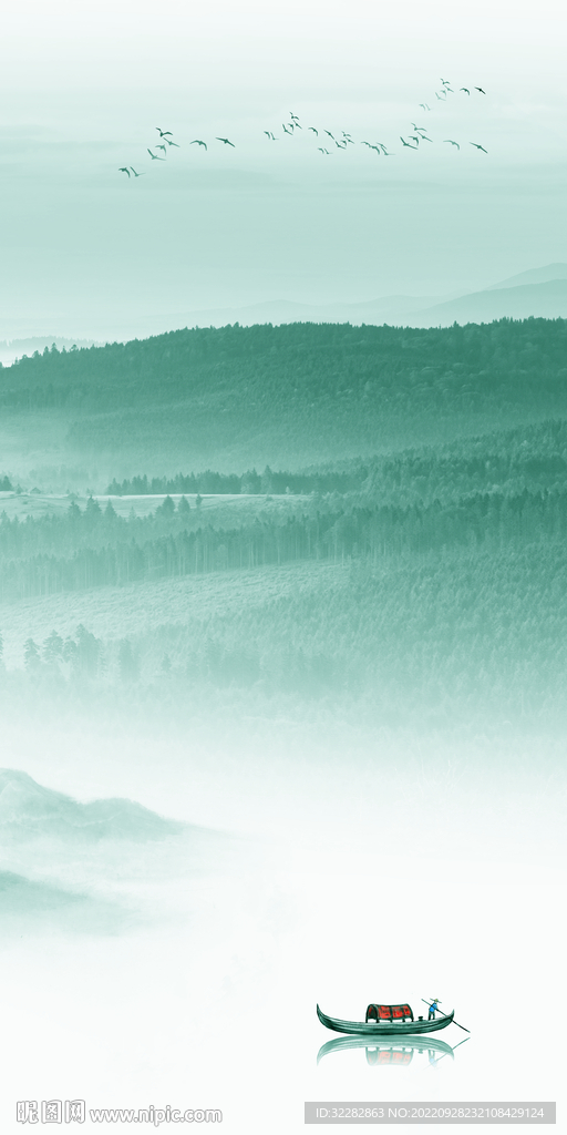 水墨 新式山水玄关 Tif分层