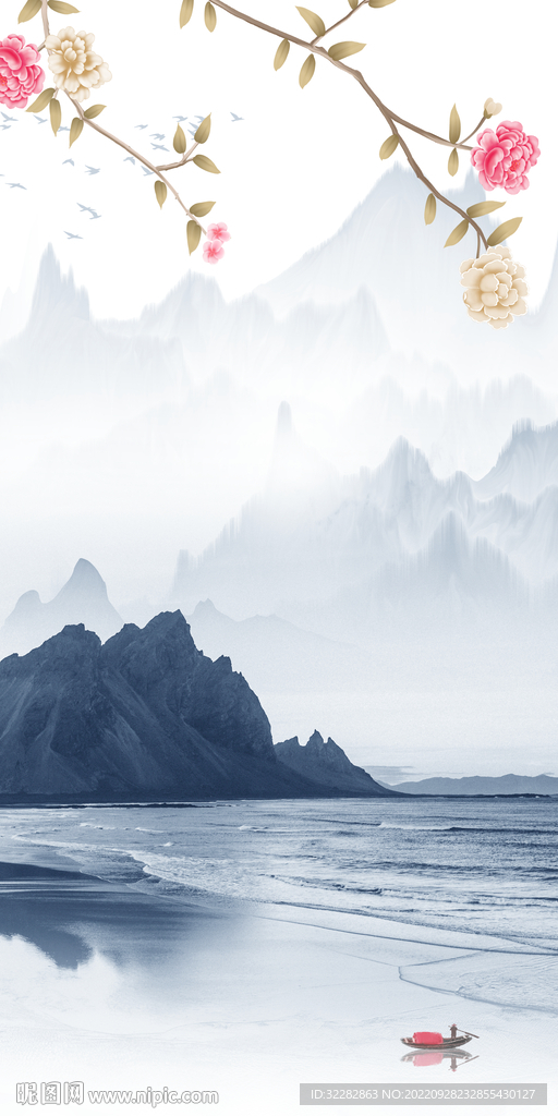 意境新品玄关山水 Tif分层