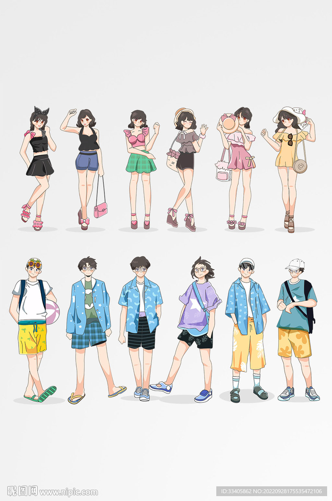 故事元素矢量ai度假篇人物