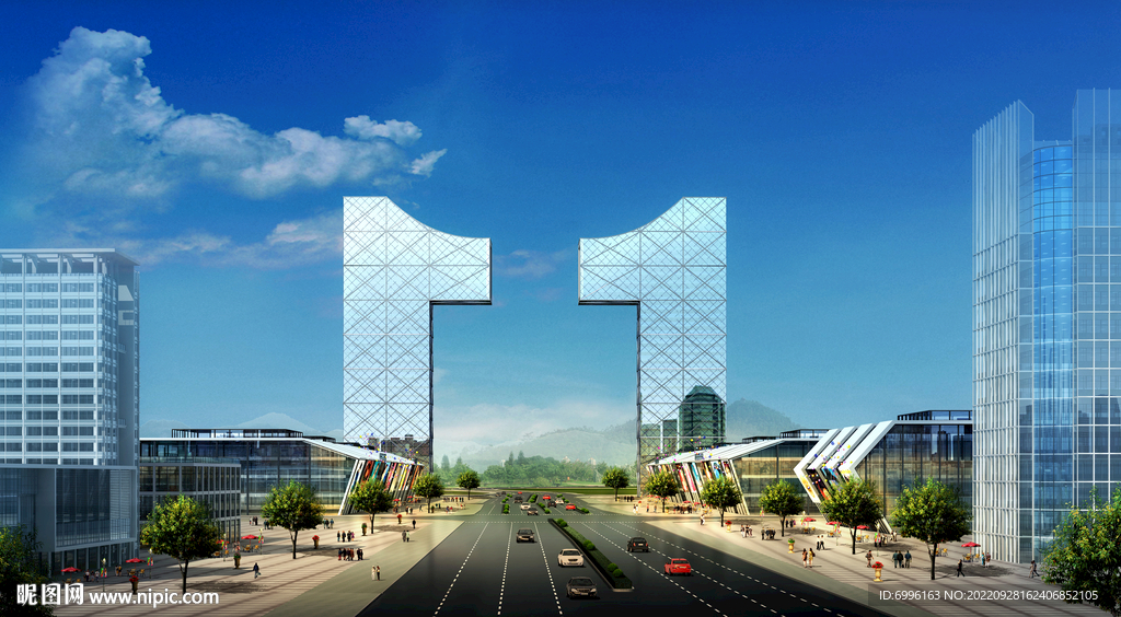 园区标志性建筑透视