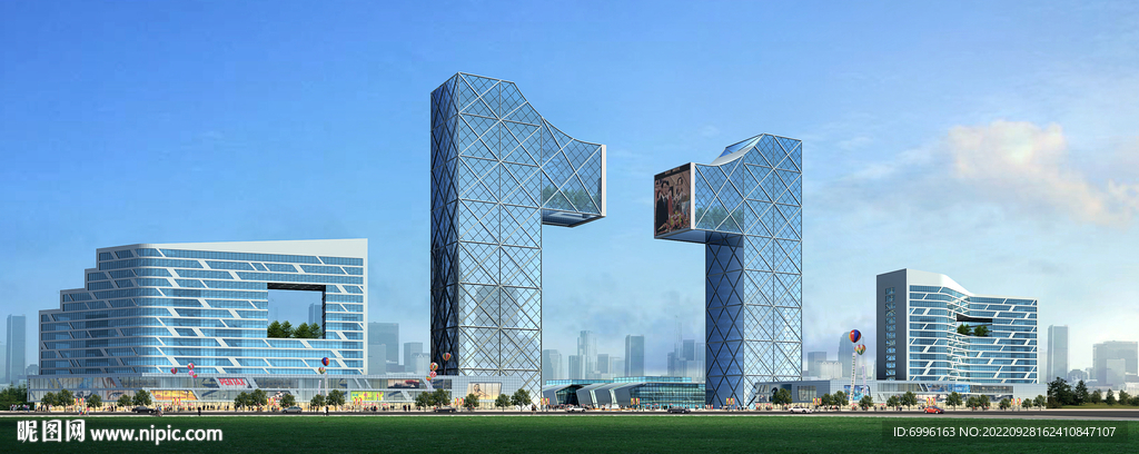 园区标志性建筑透视