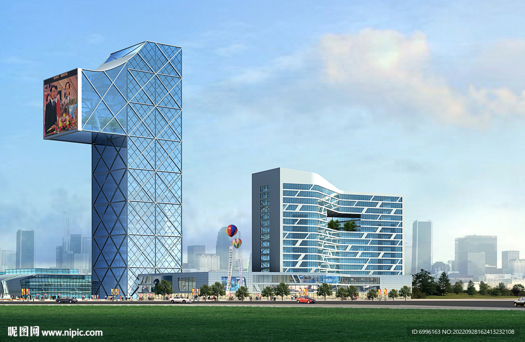 园区标志性建筑透视