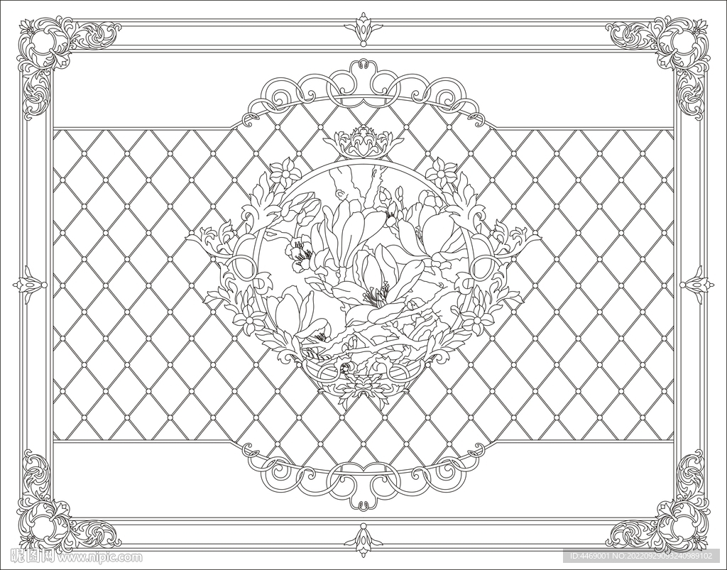 玉兰花欧式背景墙