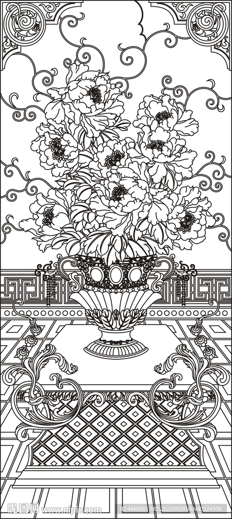 欧式牡丹背景墙