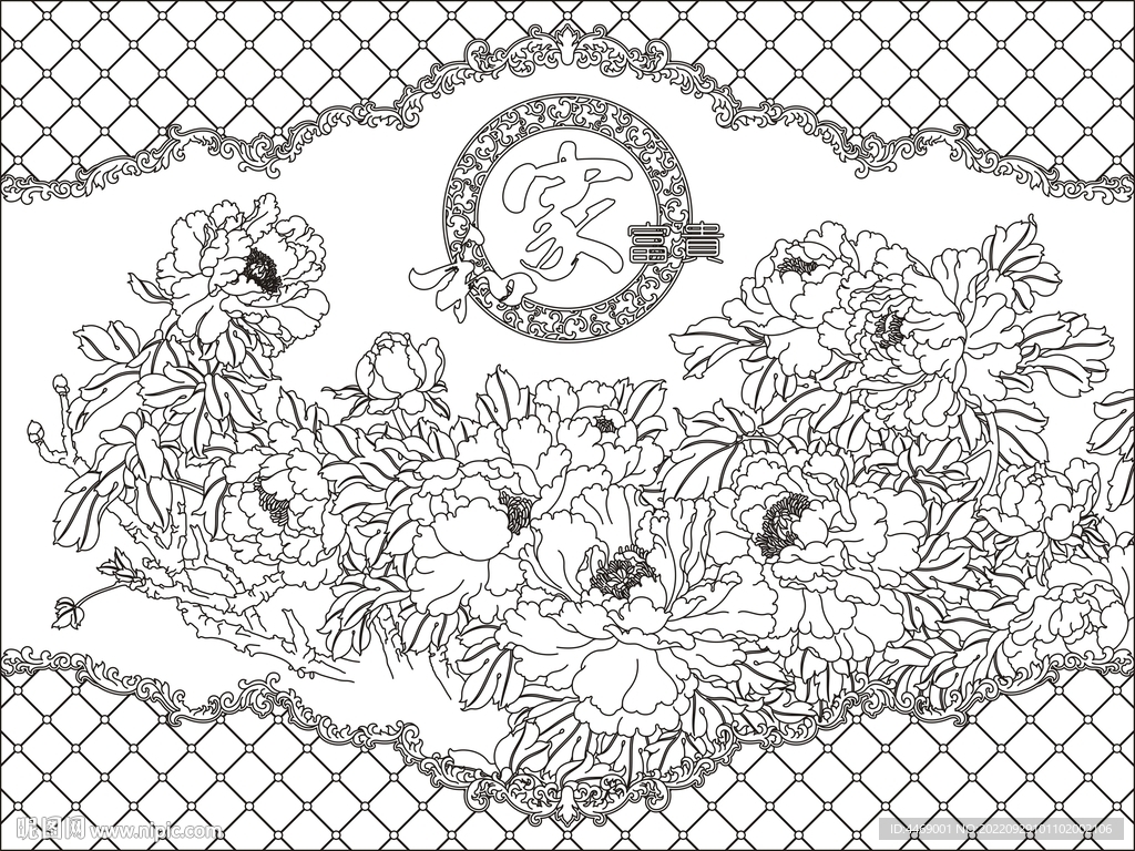 欧式牡丹背景墙