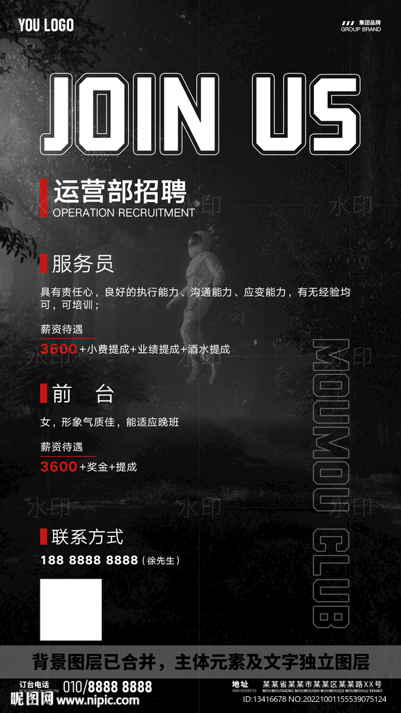 酒吧夜店招聘海报