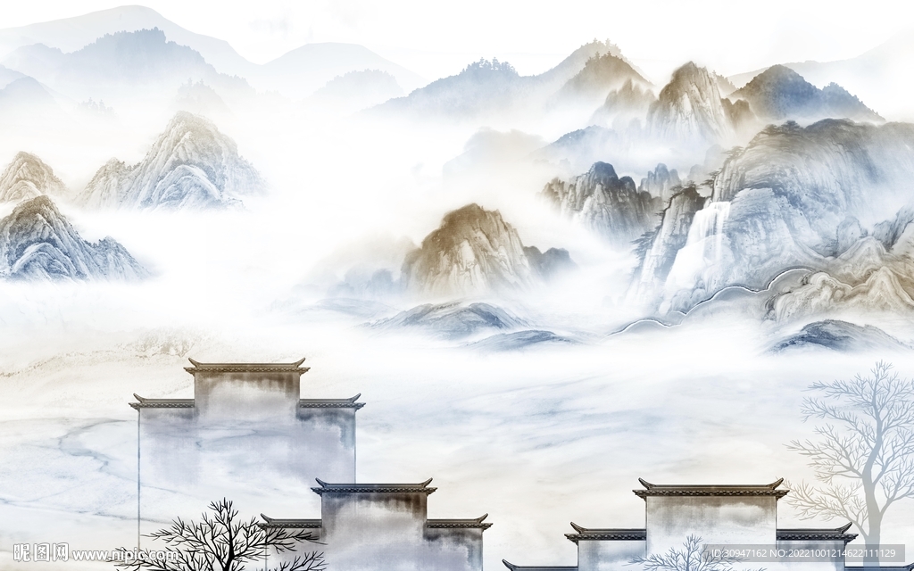 中国风最新款山水画 tIf分层