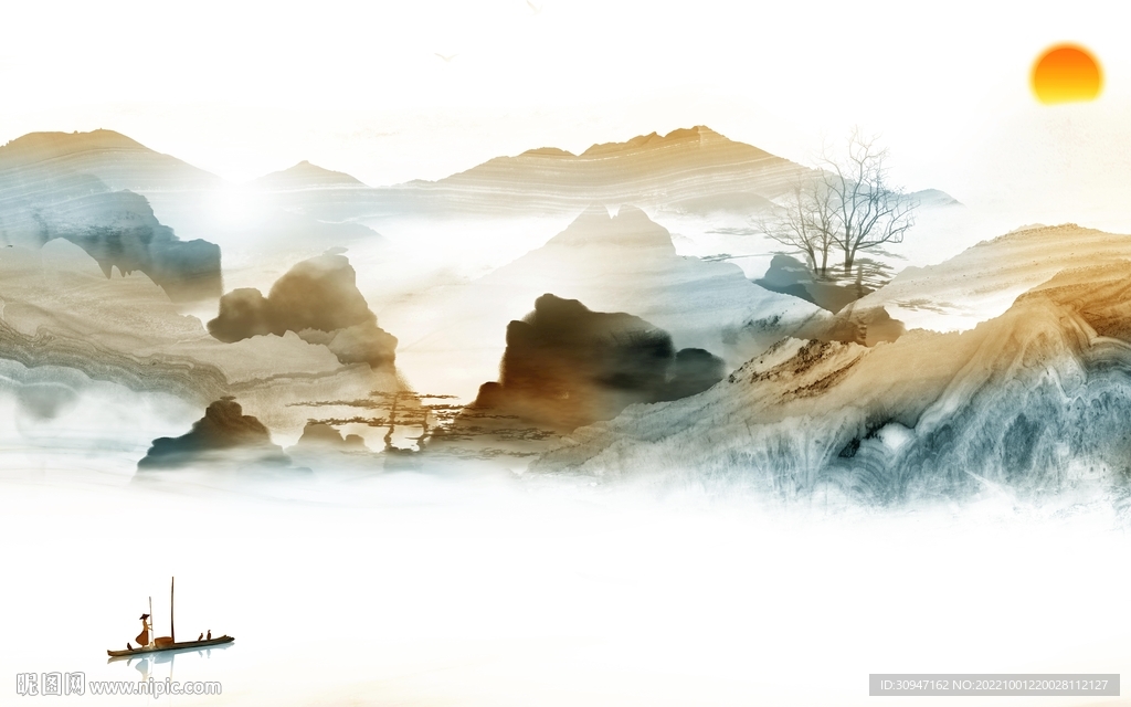 现代最新款山水画 tIf分层