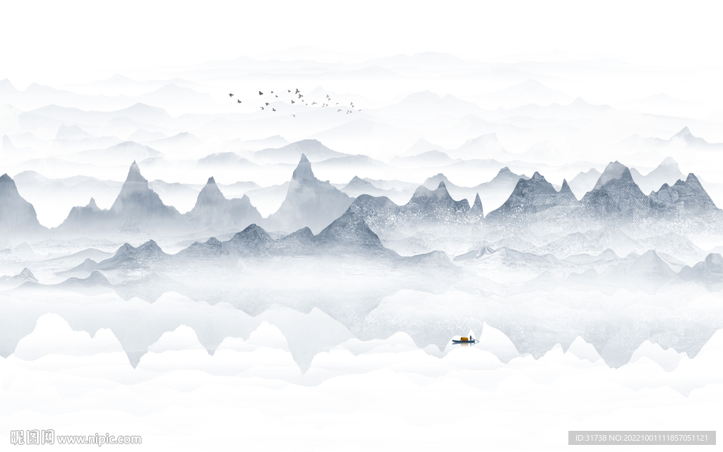 电视背景墙山水画