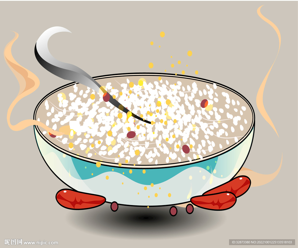 手绘矢量图卡通美食小吃营养粥