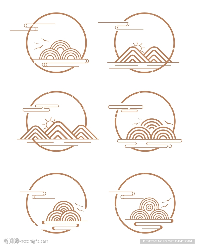 中式中国风传统云纹祥云圆形边框