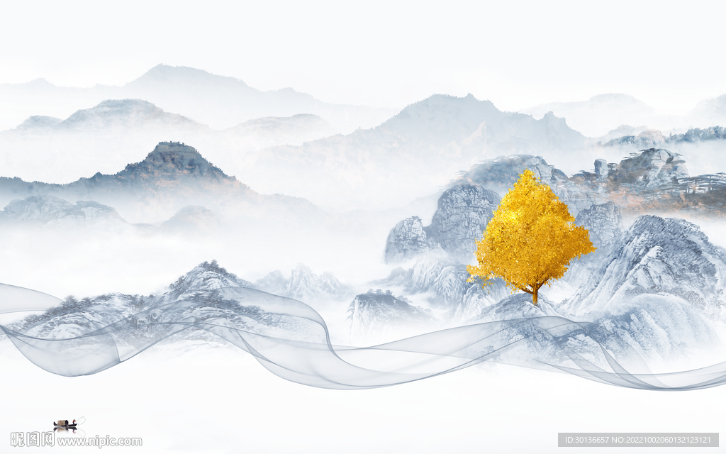 大气 中式新款山水 tif分层