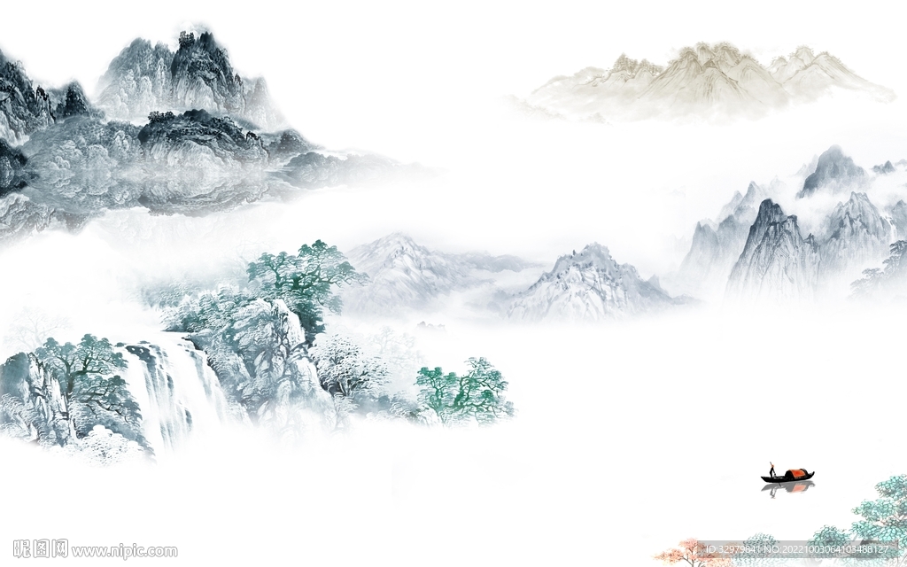 极简最新款山水画 tIf分层