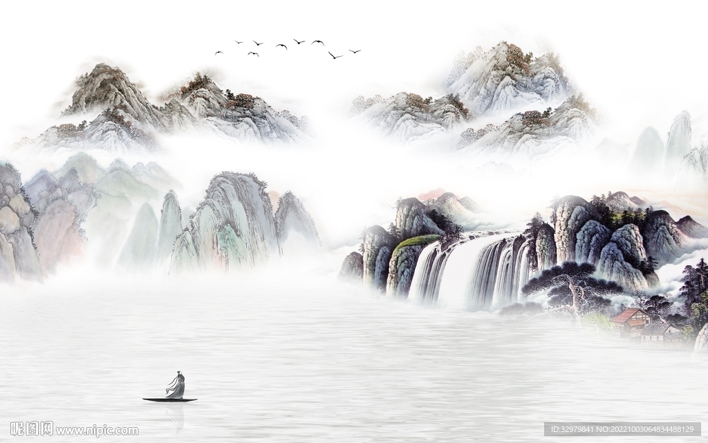 别墅最新款山水画 tIf分层