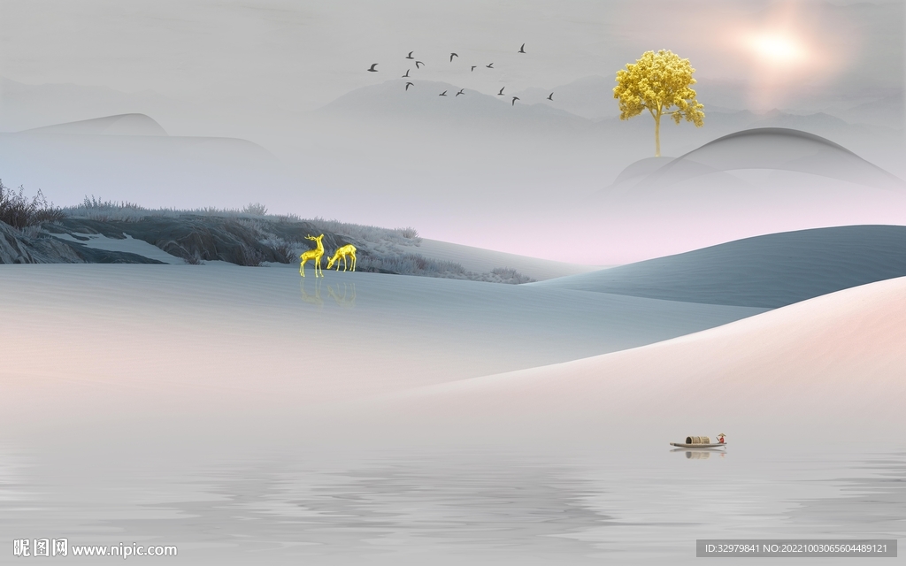 客厅最新款山水画 tIf分层