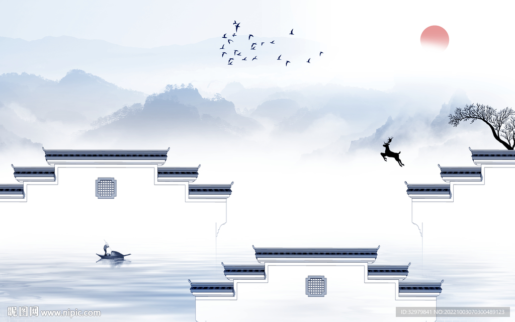 高端 最新款山水画 tIf分层