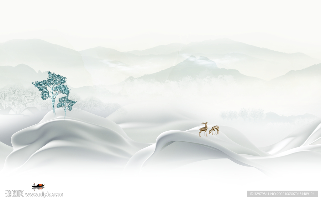 高档最新款山水画 tIf分层