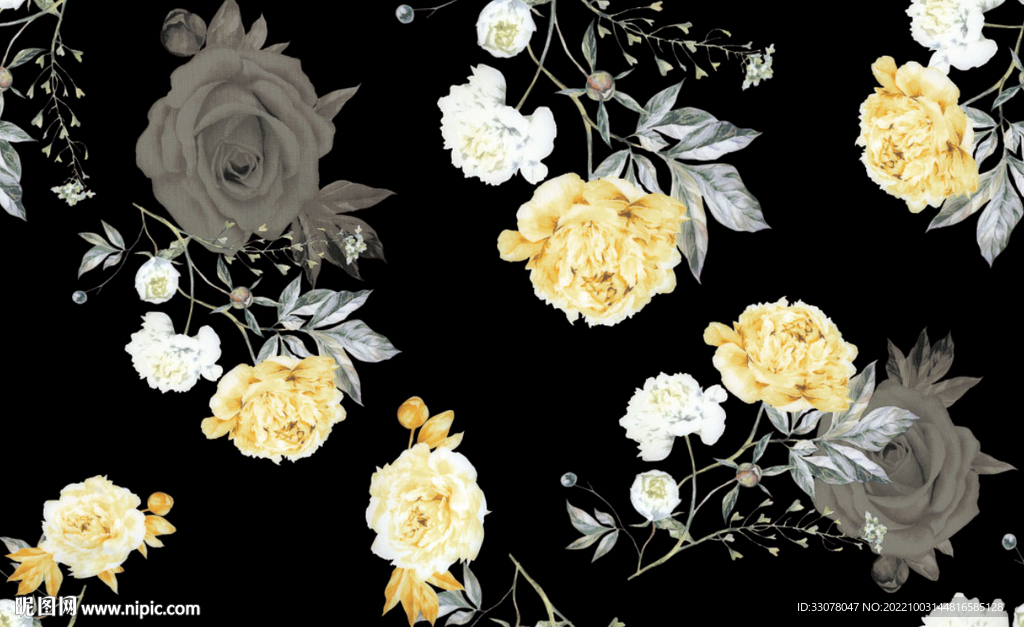 大牌 数码印花 手绘花