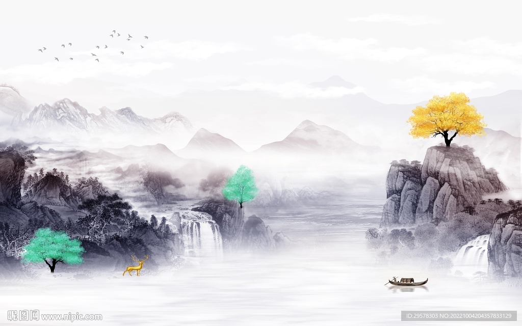 高清新上架山水画 tIf分层