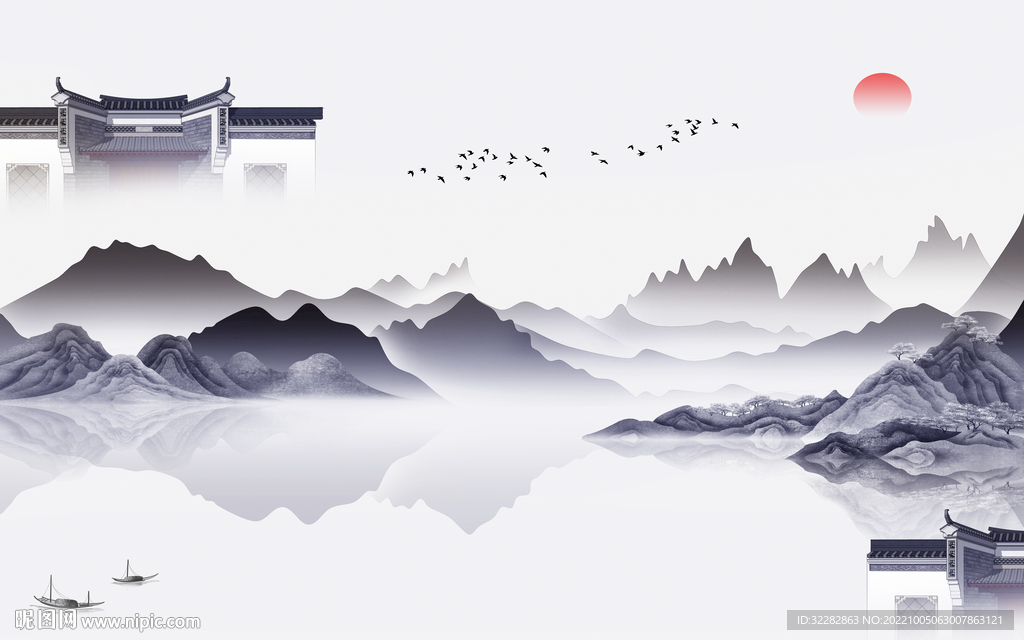 意境 现代中式山水 tIf分层