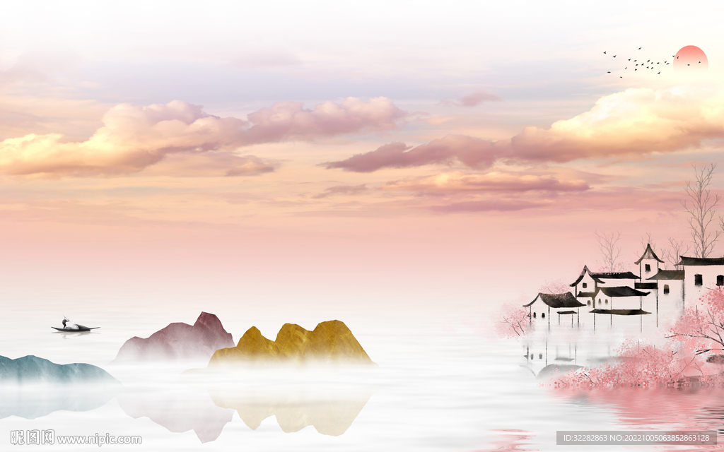 高清 现代中式山水 tIf分层