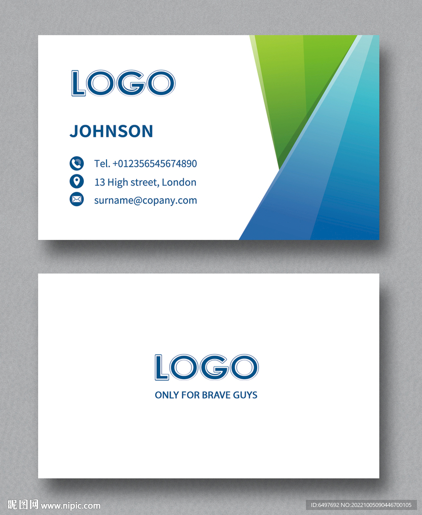 蓝绿色企业名片