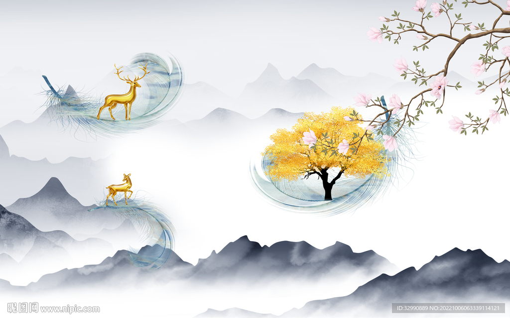 人气山水电视背景 TIf分层