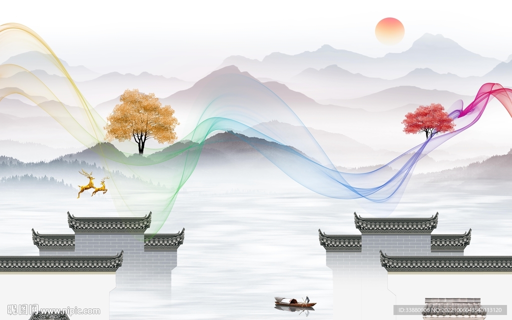 新中式意境高清山水 tif分层