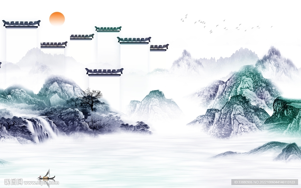 高档 意境高清山水 tif分层