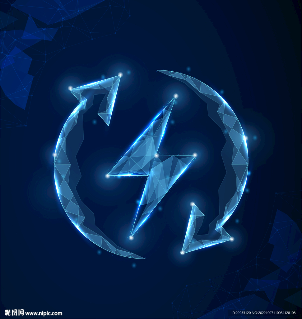 线条三角粒子科技电路储能循环