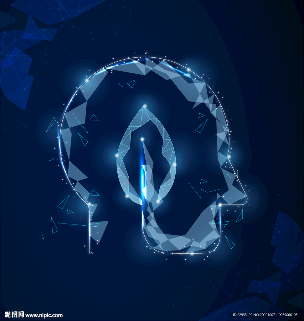 线条三角粒子科技风绿色生物健康