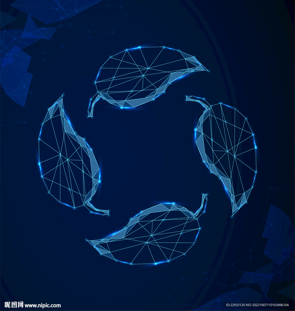 线条三角粒子科技风绿叶循环